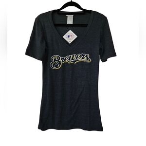 Milwaukee Brewers Babydoll Tee, Size Medium, Dark Navy, NWT